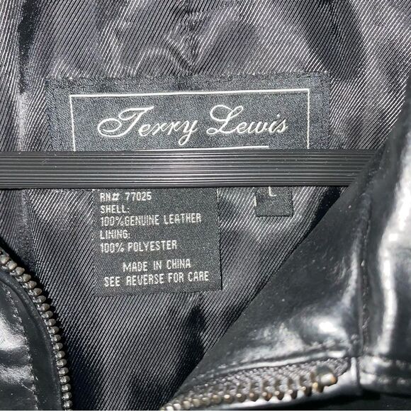 Jerry Lewis L Black Leather Jacket Zipper Collar - Picture 4 of 7